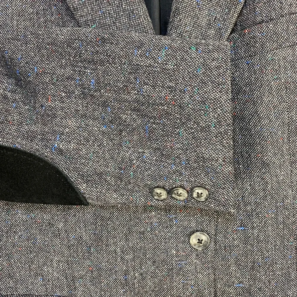 Vtg 80s Burberrys Nordstrom Gray Donegal Tweed Blazer 42R Wool Sport Coat USA